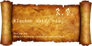 Klecker Valéria névjegykártya